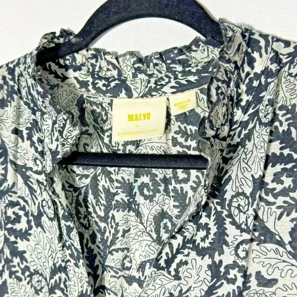 Maeve by Anthropologie Tiered midi Dress Size Medium Black White Summer casual - Picture 7 of 12